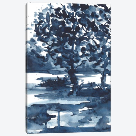 Watercolor Dark Blue Abstract Tree Canvas Print #AOZ12} by Ana Ozz Canvas Artwork