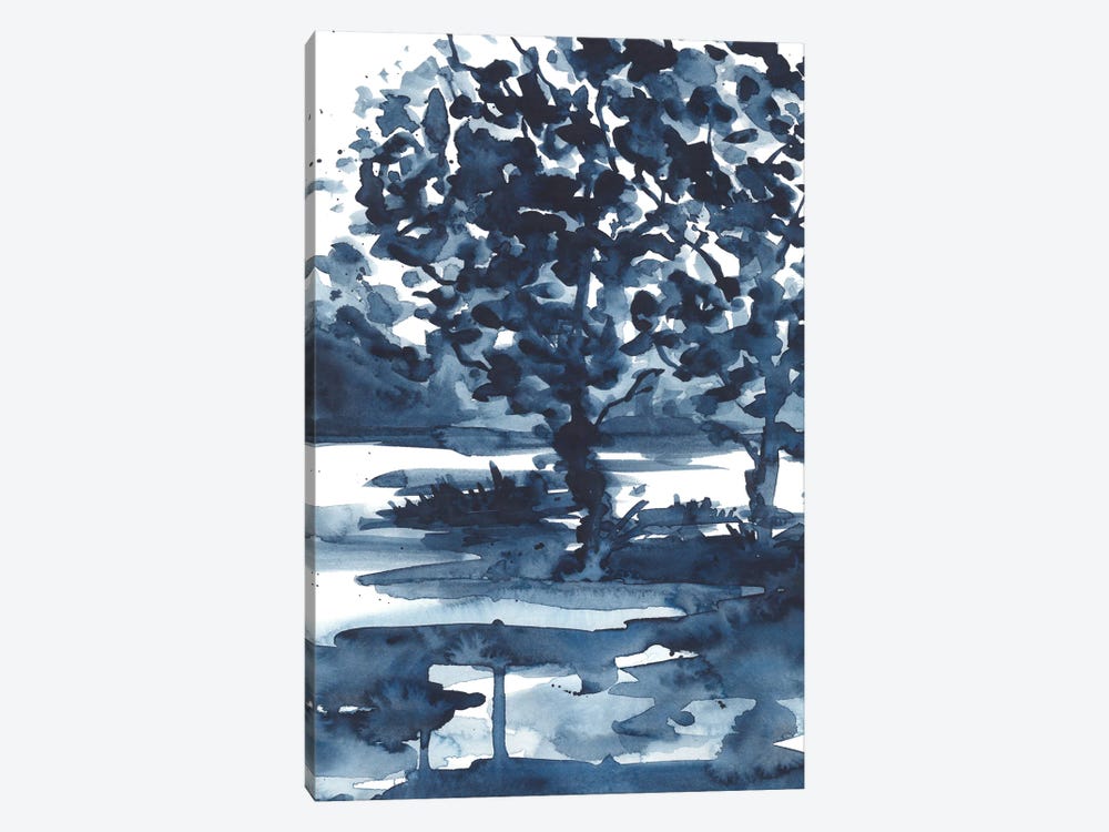 Watercolor Dark Blue Abstract Tree by Ana Ozz 1-piece Art Print