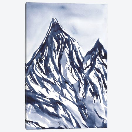 Blue Mountains In Snow, Watercolor Landscape Canvas Print #AOZ130} by Ana Ozz Canvas Wall Art