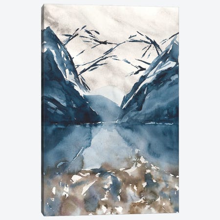 Watercolor Mountains, Blue Landscape Canvas Print #AOZ131} by Ana Ozz Canvas Art