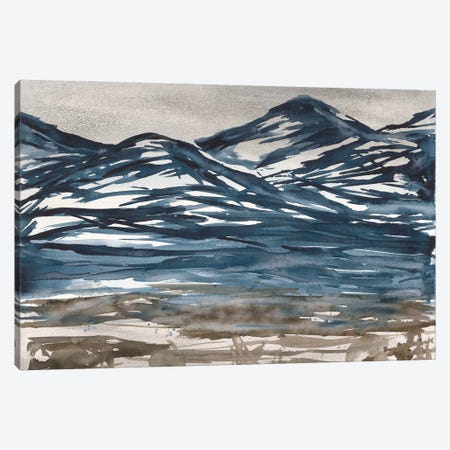 Blue Mountain Landscape, Watercolor Canvas Print #AOZ132} by Ana Ozz Canvas Artwork