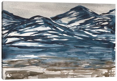 Blue Mountain Landscape, Watercolor Canvas Art Print - Ana Ozz