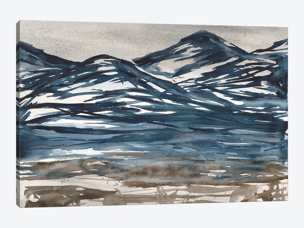Blue Mountain Landscape, Watercolor by Ana Ozz 1-piece Art Print