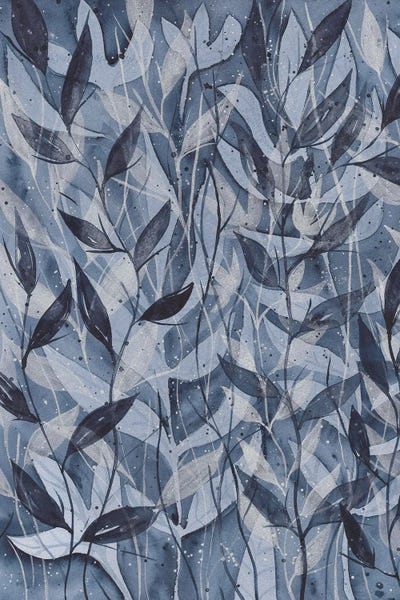 Ana Ozz: Blue Flowers, Watercolor by Ana Ozz