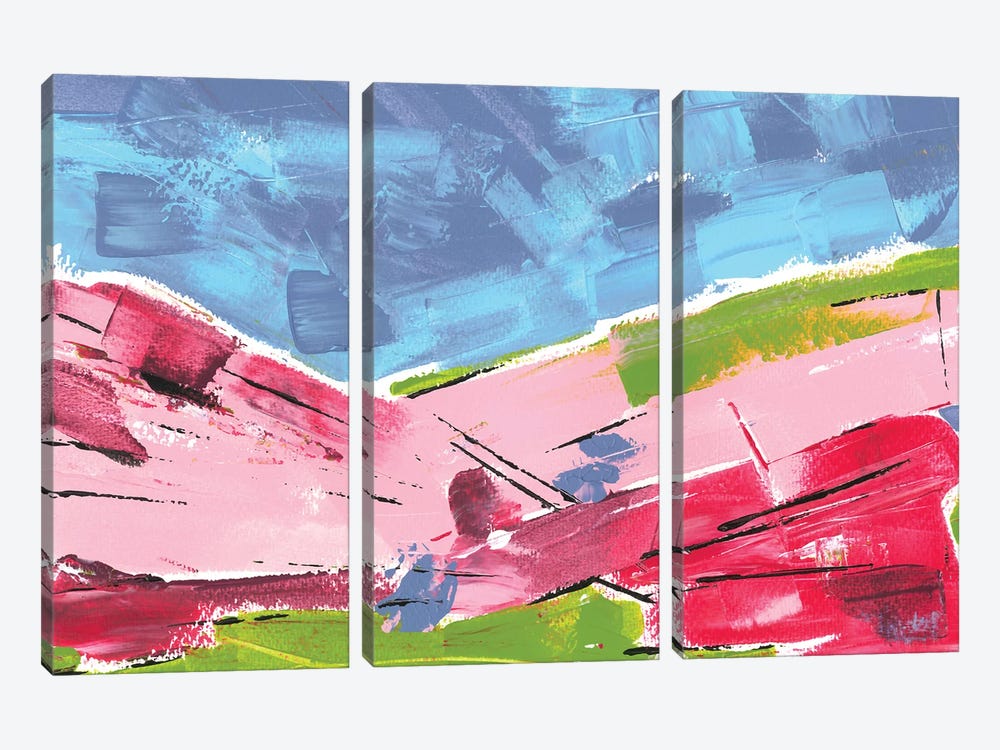 Colorful Mountains, Abstract Landscape by Ana Ozz 3-piece Canvas Art Print