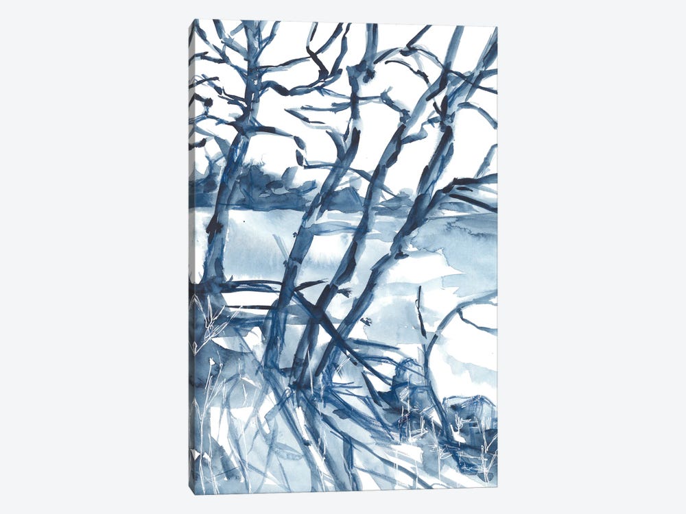 Winter Blue Landscape, Trees by Ana Ozz 1-piece Canvas Art