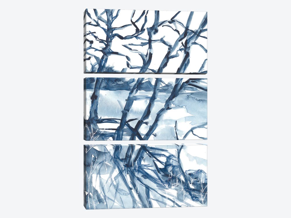 Winter Blue Landscape, Trees by Ana Ozz 3-piece Canvas Art