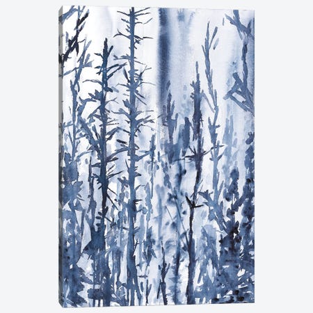 Blue Mysterious Trees, Watercolor Landscape Canvas Print #AOZ140} by Ana Ozz Canvas Art Print