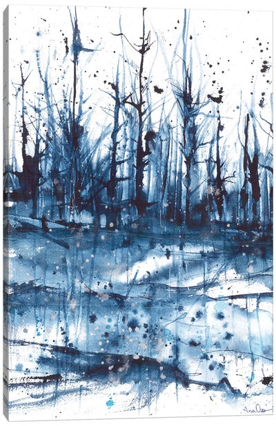 Abstract Blue Landscape Canvas Art Print - Ana Ozz