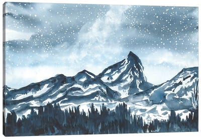 Night In Mountains Canvas Art Print - Ana Ozz