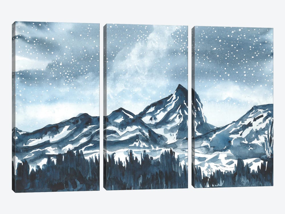 Night In Mountains by Ana Ozz 3-piece Canvas Art Print