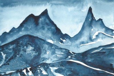 Dark Blue Mountains by Ana Ozz framed wall art