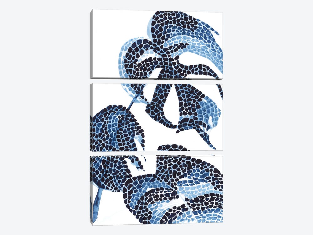Blue Monstera by Ana Ozz 3-piece Art Print
