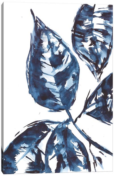 Blue Leaves Canvas Art Print - Blue Abstract Art