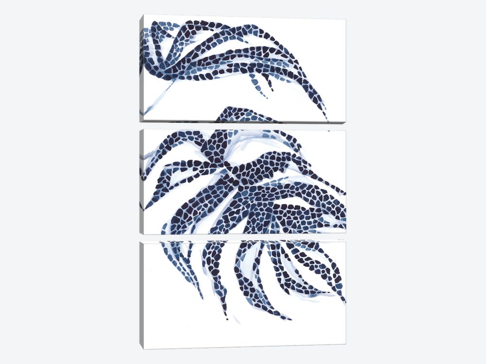 Abstract Blue Monstera by Ana Ozz 3-piece Canvas Wall Art