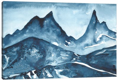 Dark Blue Mountains Canvas Art Print - Ana Ozz
