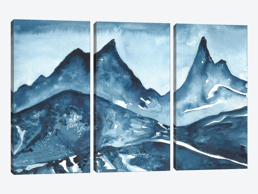 Dark Blue Mountains by Ana Ozz 3-piece Canvas Wall Art