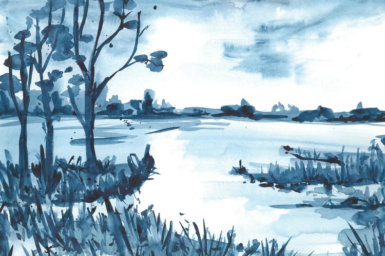 Light Blue Watercolor Lake