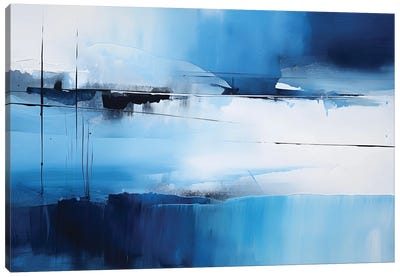 Blue Inspirational Abstraction Canvas Art Print - Blue Abstract Art