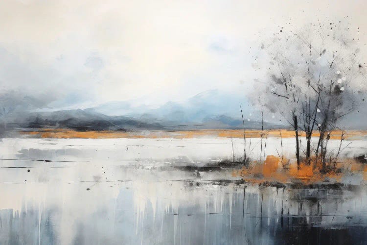 Grey Lake Landscape by Ana Ozz canvas print