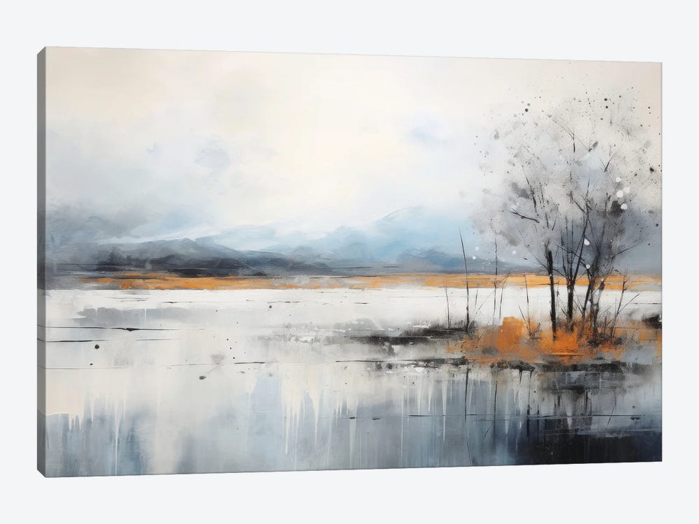 Grey Lake Landscape by Ana Ozz 1-piece Canvas Art Print