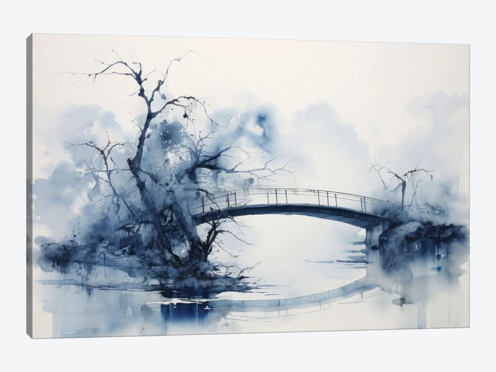 Blue Foggy Bridge by Ana Ozz 1-piece Canvas Artwork