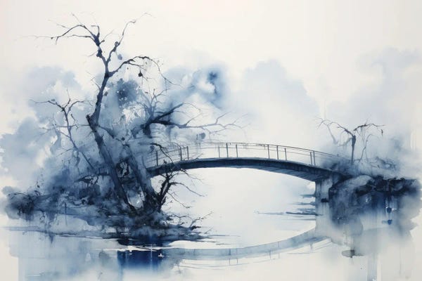 Ana Ozz: Blue Foggy Bridge by Ana Ozz