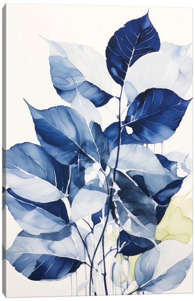 Blue Leaves I Canvas Art Print - Ana Ozz