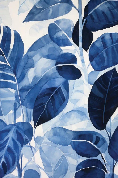 Dark Blue Leaves by Ana Ozz wall art