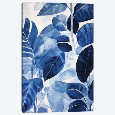 Dark Blue Leaves Canvas Print #AOZ179} by Ana Ozz Canvas Artwork
