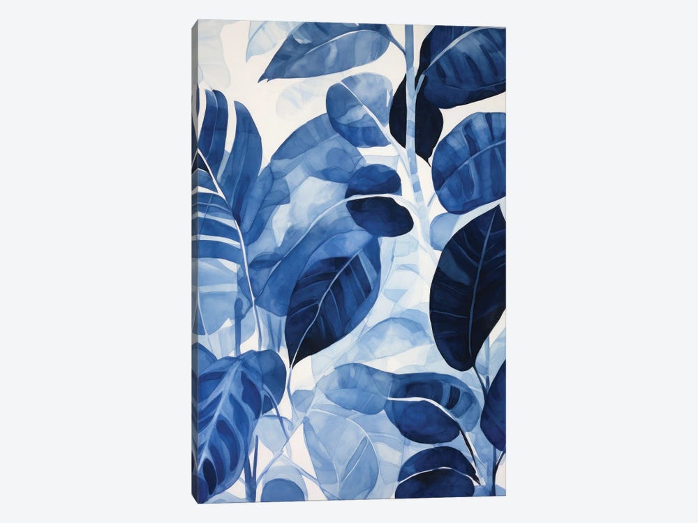 Dark Blue Leaves by Ana Ozz 1-piece Canvas Art