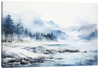 Foggy Blue Mountains Canvas Art Print - Ana Ozz