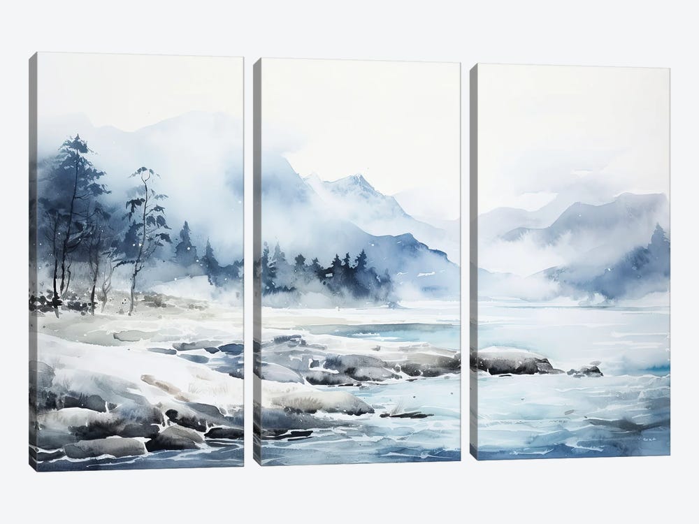 Foggy Blue Mountains by Ana Ozz 3-piece Art Print