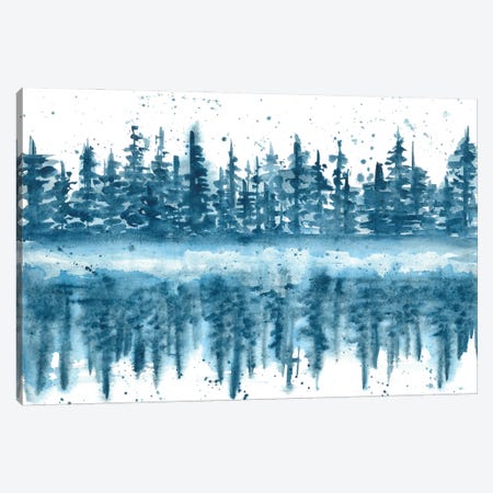 Watercolor Blue Indigo Reflection In The Lake Canvas Print #AOZ18} by Ana Ozz Canvas Artwork