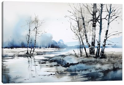 Early Spring Blue Landscape Canvas Art Print - Ana Ozz