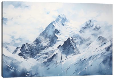 Watercolor Blue Mountains Canvas Art Print - Mountain Art