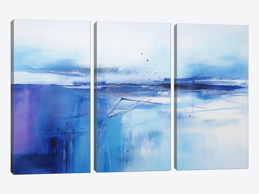 Blue And Purple Abstraction by Ana Ozz 3-piece Canvas Wall Art