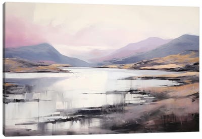 Pink Lake Abstract Landscape Canvas Art Print - Ana Ozz