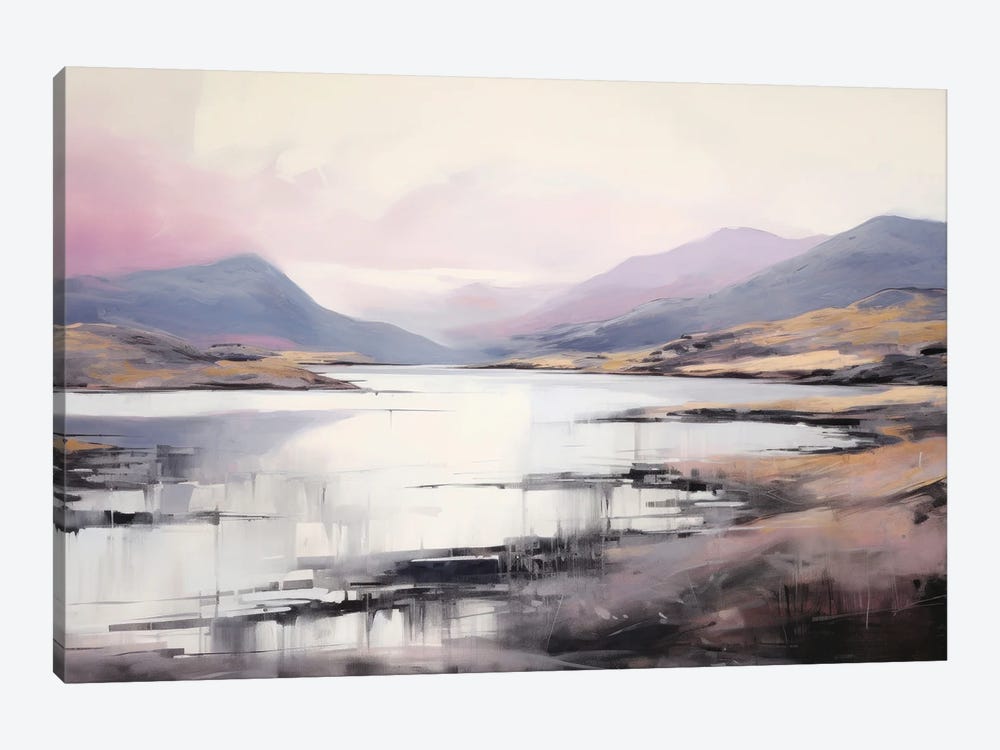 Pink Lake Abstract Landscape by Ana Ozz 1-piece Canvas Artwork