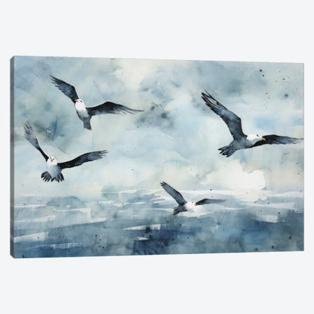Seagull In The Blue Sky Canvas Print #AOZ196} by Ana Ozz Art Print