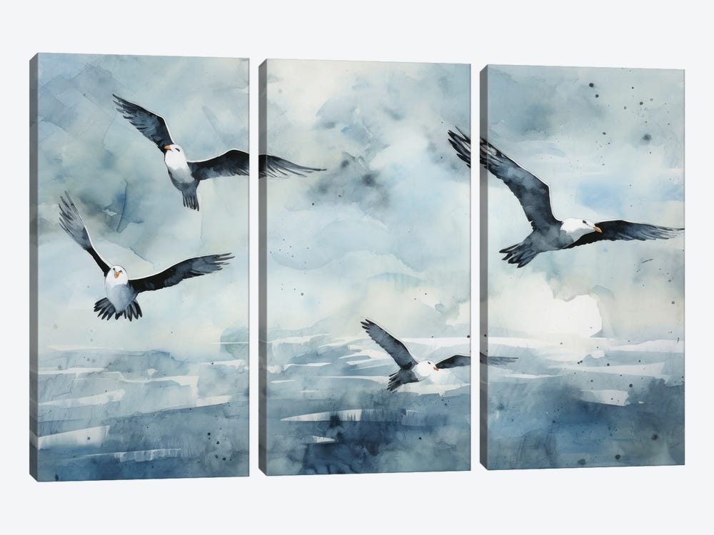Seagull In The Blue Sky by Ana Ozz 3-piece Art Print