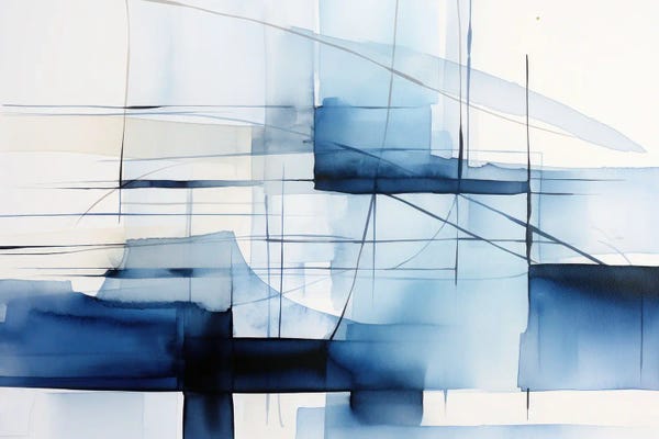 Abstract Watercolors: Blue Geometric Abstraction by Ana Ozz