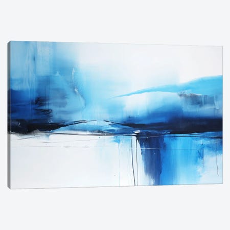 Blue And White Abstraction Canvas Print #AOZ200} by Ana Ozz Canvas Art