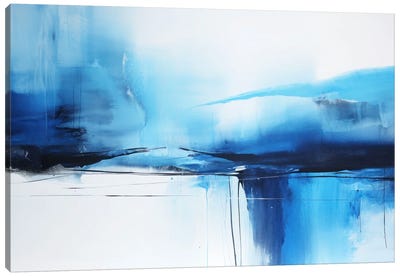 Blue And White Abstraction Canvas Art Print - Ana Ozz