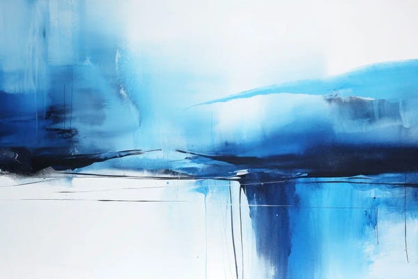 Ana Ozz: Blue And White Abstraction by Ana Ozz