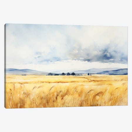 Summer Field With Curly Clouds Canvas Print #AOZ201} by Ana Ozz Canvas Art