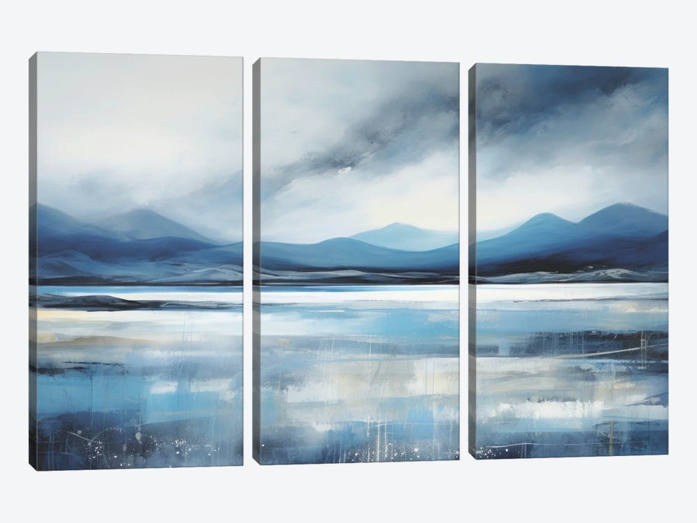Blue Abstract Lake by Ana Ozz 3-piece Canvas Art