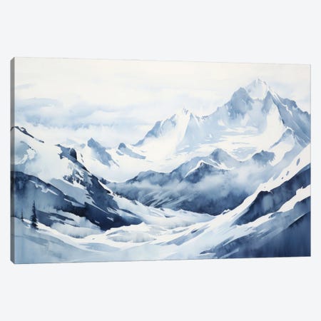 Blue Snowy Mountains, Watercolor Landscape II Canvas Print #AOZ205} by Ana Ozz Art Print