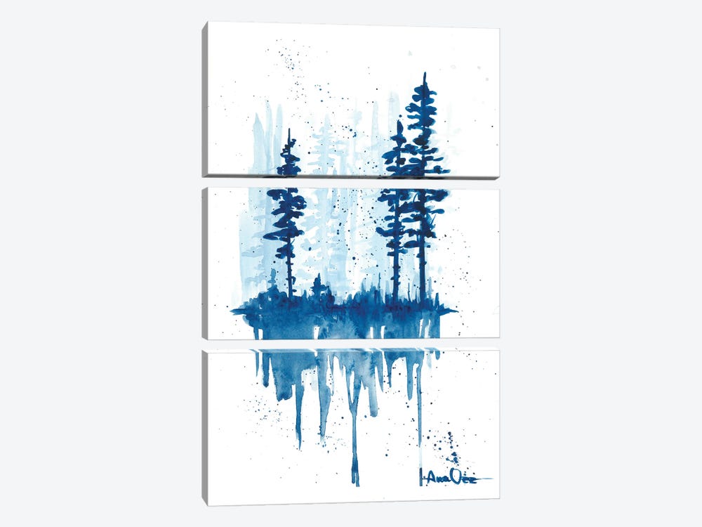 Trees Reflection In The Lake by Ana Ozz 3-piece Canvas Wall Art