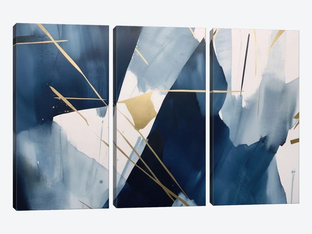 Dark Blue Abstraction III by Ana Ozz 3-piece Canvas Wall Art